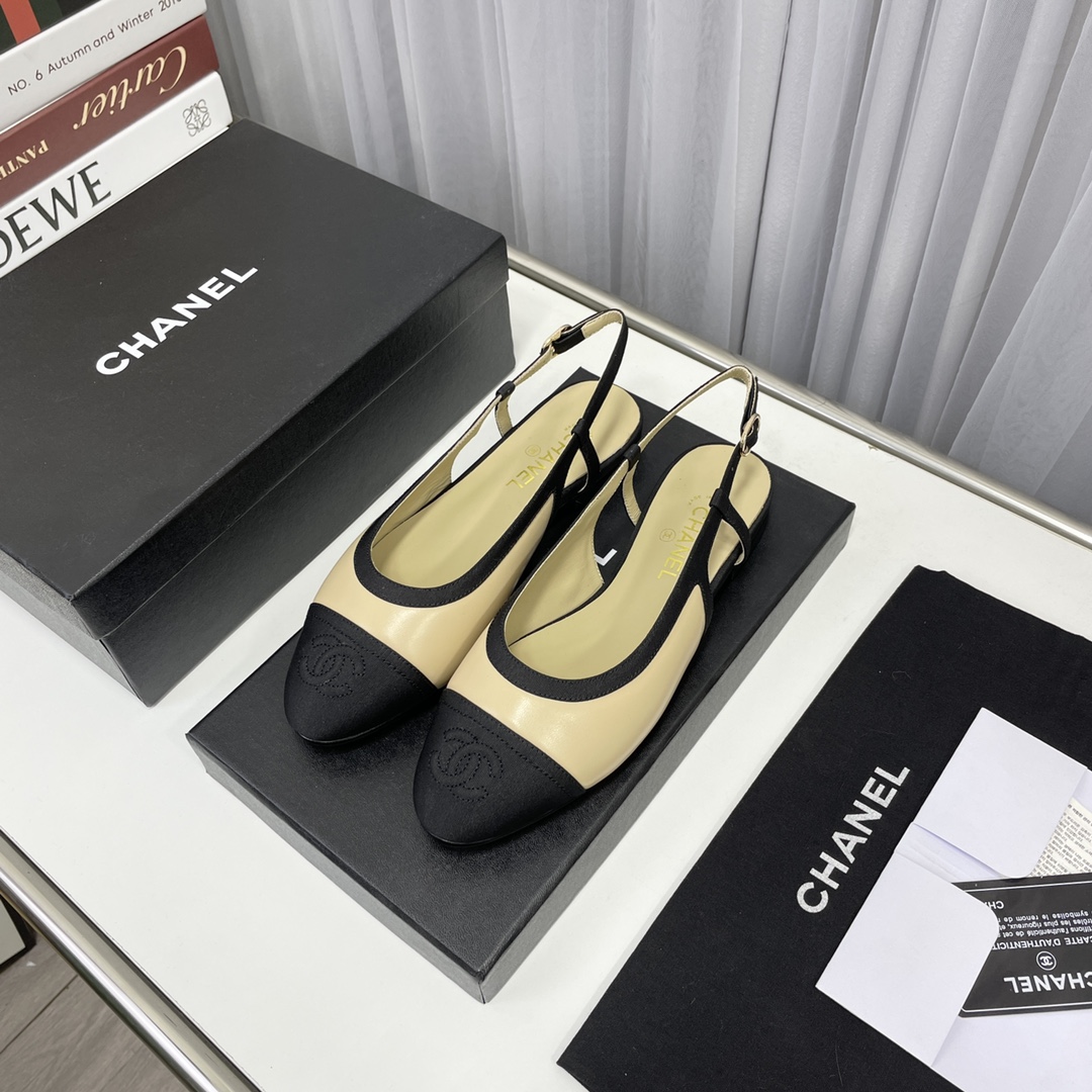 Ch**el Loafer Sandals Beige And Black