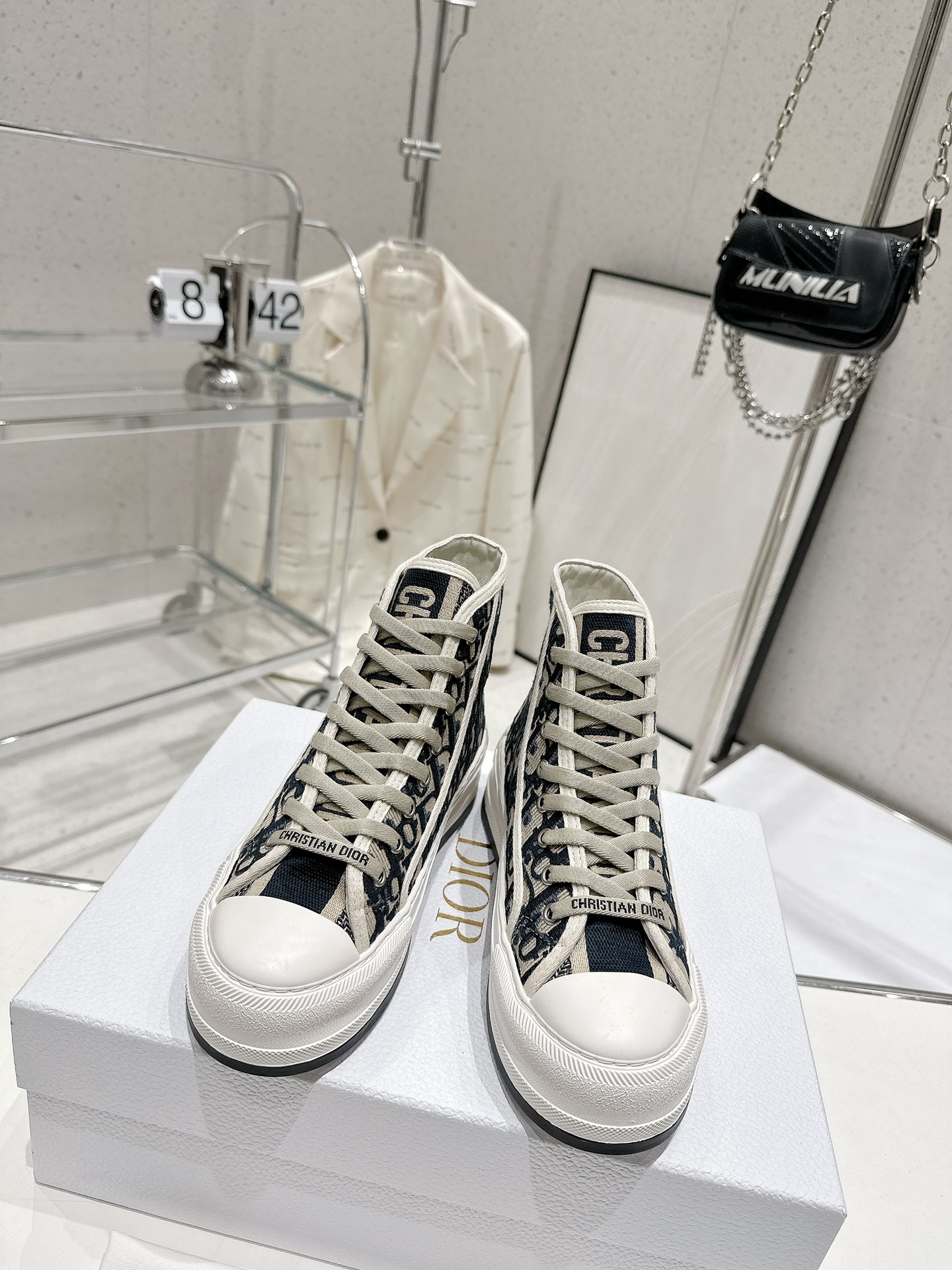 Bagsaaa D10r Walk n D10r High Top Platform Sneaker Deep Blue Oblique