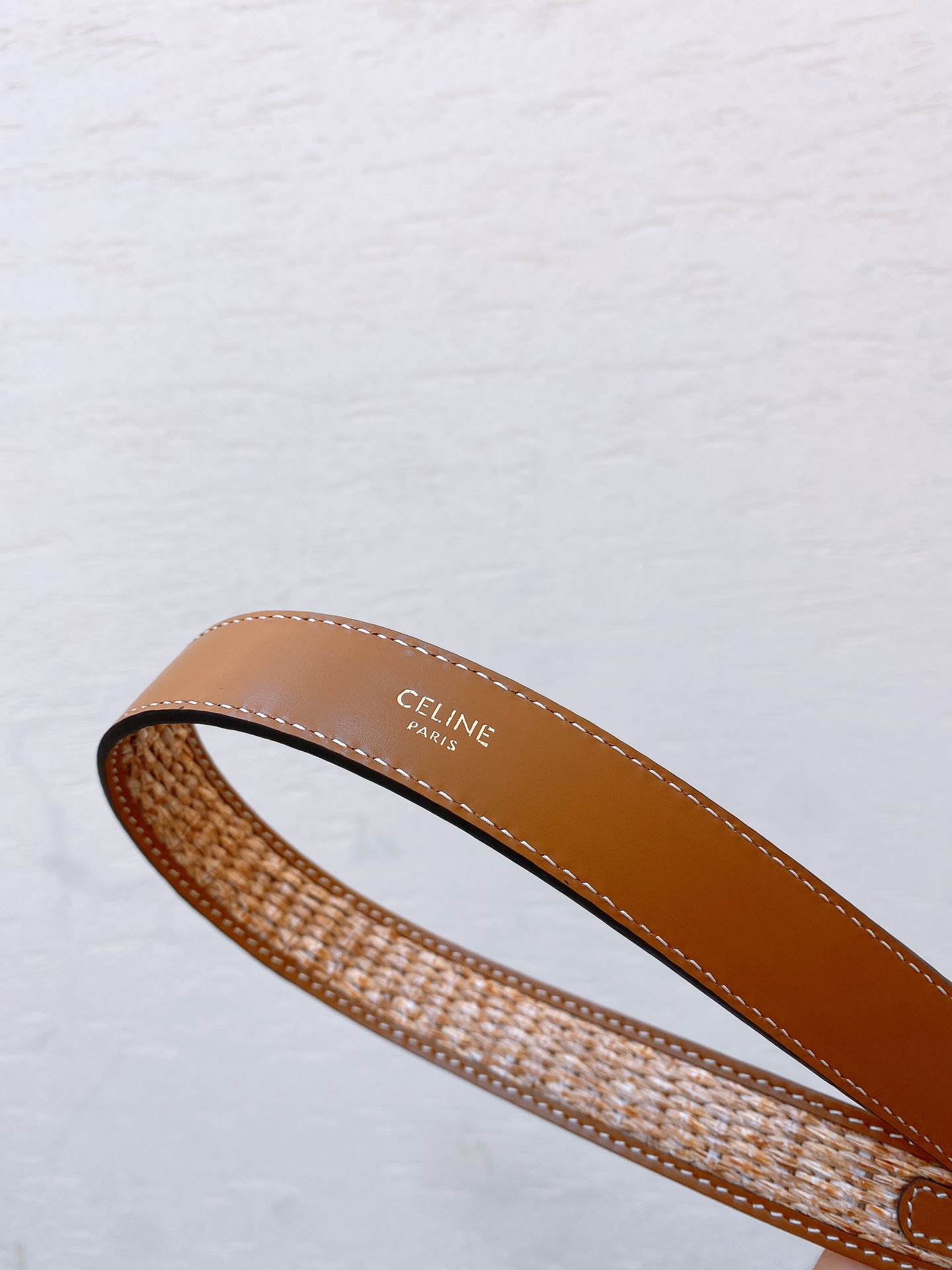 Bagsaaa Ce1i*e Triomphe Brown Silver Belt 2.5cm