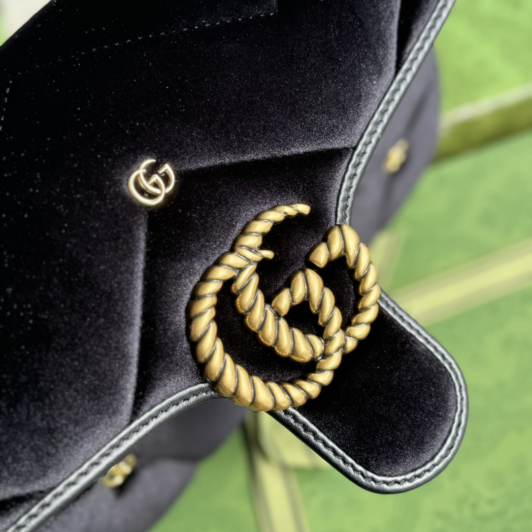 Bagsaaa Gvc*1 GG Marmont Small Shoulder Bag Black Velvet 443497 - 26x15x7cm