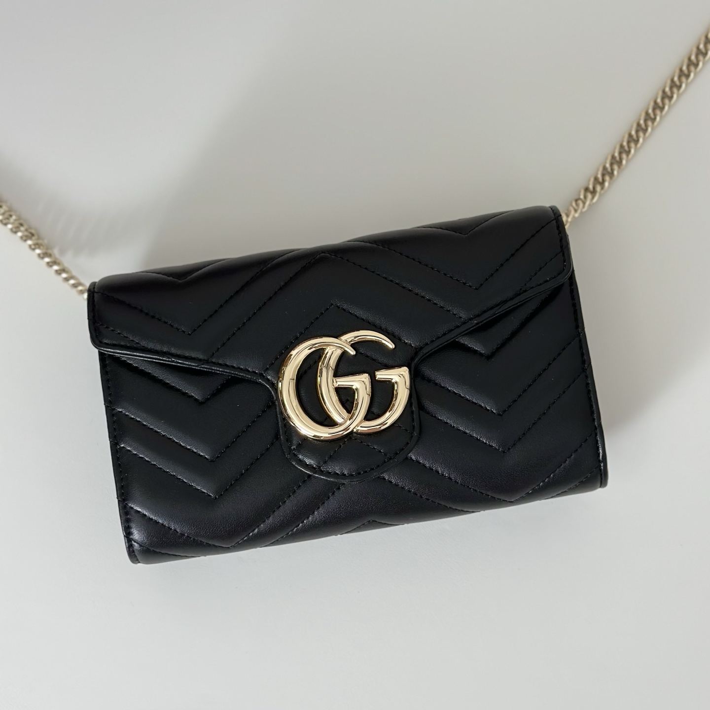 Bagsaaa Gvc*1 GG Marmont wallet on chain 837745 black - 19.5cm